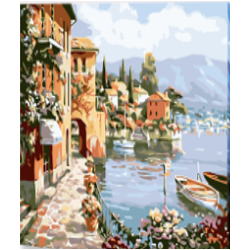 KIT PAINT BY NUMBERS VILLA AL LADO DEL MAR - ITALIA 50X65